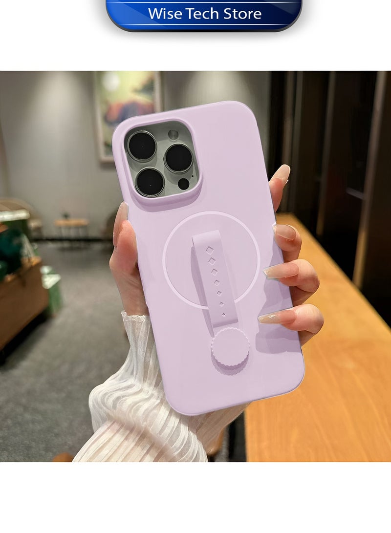 Wtech Apple iPhone 16 Pro Max 5G 2024 Invisible Magnetic Liquid Silicone Rotating Wristband Case Cover (MCRPSN) - Light Pink - Image 4