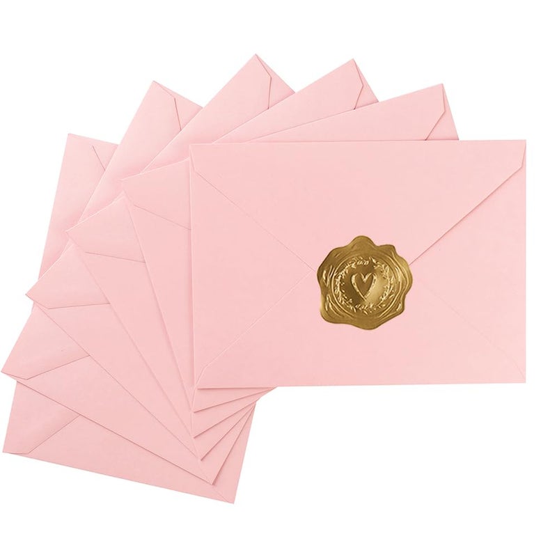 Toperd 50 Pack A7 Colorful 5x7 Envelopes V Flap Invitation Envelopes for 5x7 Cards, Birthday, Weddings, Graduations, Greeting Cards, Baby Shower 5.24 x 7.24 Inches (Pink) - Image 1