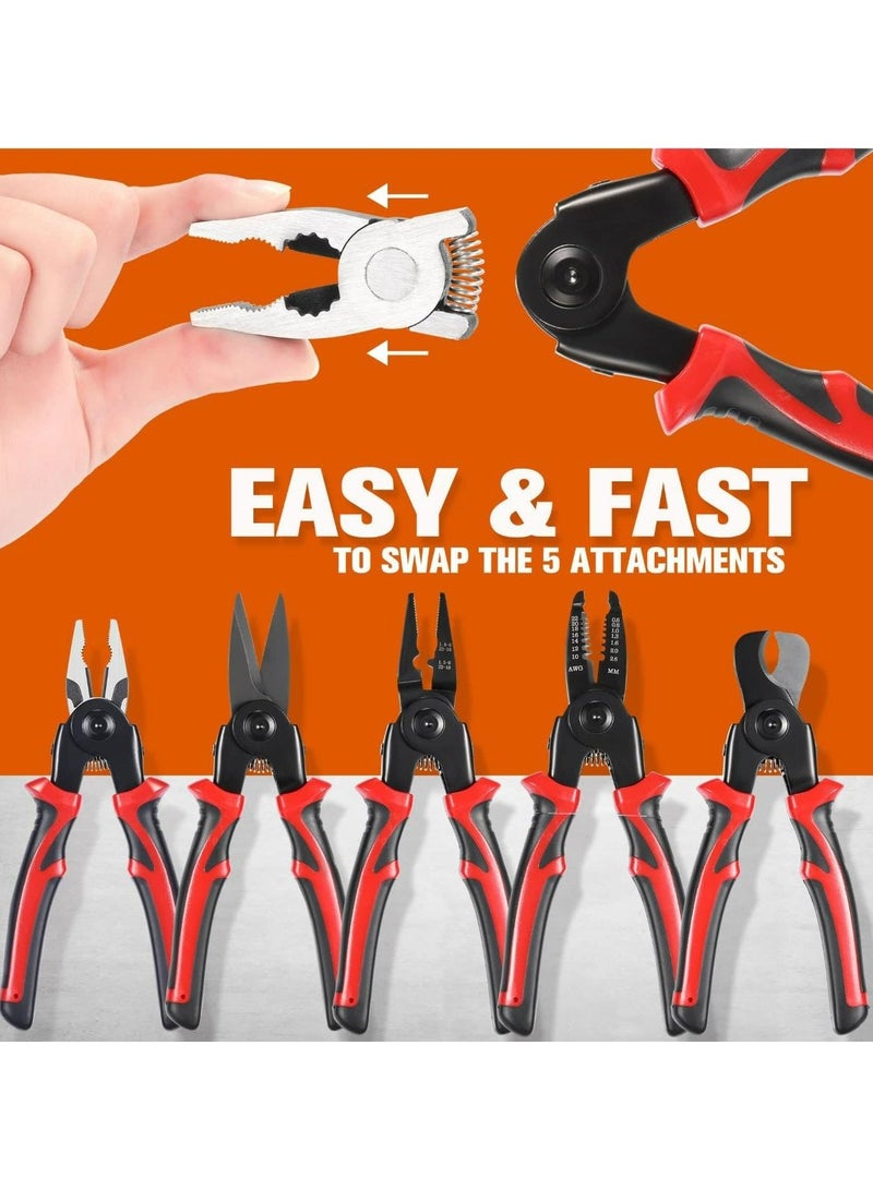 دينكس 5 في 1 مجموعة أدوات كماشة، كماشة لتكسير الأسلاك، كماشة ذات الأنف المدور، أدوات تعرية محمولة - Image 5