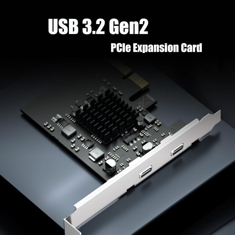 GLOTRENDS U3142C 2-Port 10Gb PCIe USB Expansion Card, 2 USB-C Ports (USB 3.2 Gen 2), PCIE X4 Interface, Compatible with Windows/Linux/macOS - Image 2