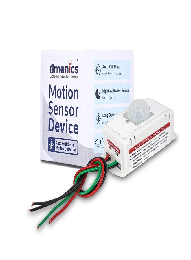 Amonics مستشعر حركة Amonics يعمل ليلاً ونهاراً لمواقف السيارات والشرفات والمناطق المشتركة | مفتاح مستشعر PIR | تثبيت على الحائط | موفر للطاقة | وضع ليلي مُفعّل | أقصى حمل: حتى 1000 واط - Image 1