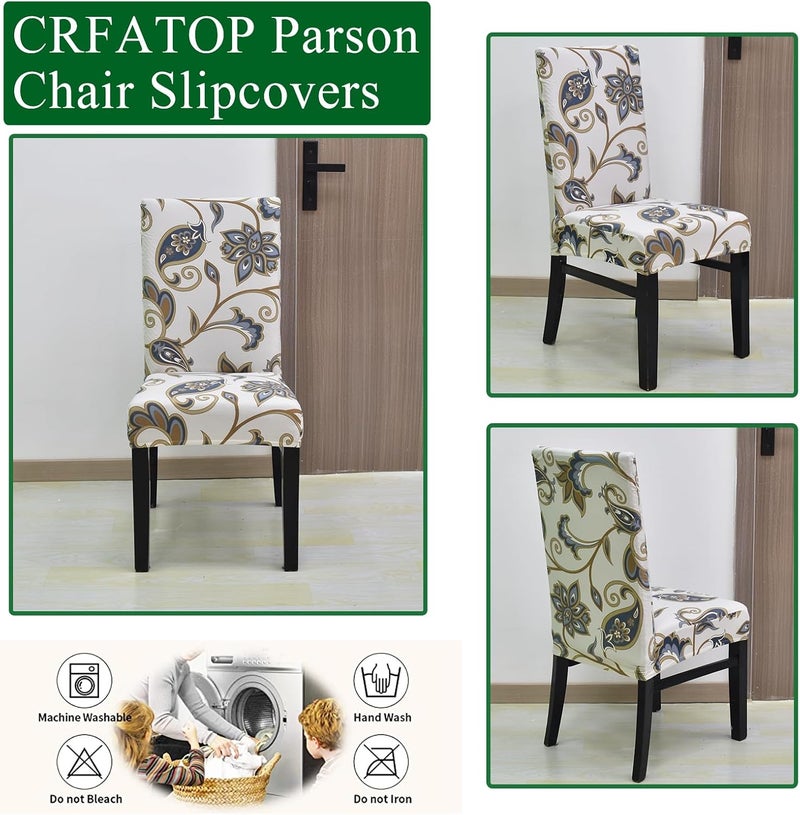 CRFATOP 4 Pieces Stretchy Dining Chair Slipcovers with Bench Cover Printed Dining Room Chair Covers Bench Seat Cushion Covers Upholstered Kitchen Seat Slipcover for Dining RoomA23 - Image 2