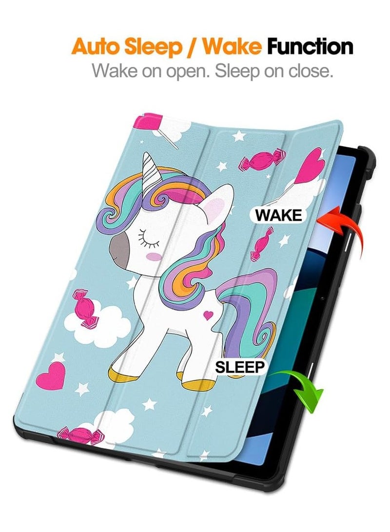 عام حافظة تابلت متوافقة مع حافظة شاومي ريدمي باد سي 11 بوصة 2023 حافظة ذكية ثلاثية الطي ، حافظة ظهر صلبة للكمبيوتر الشخصي حافظة رفيعة زوايا مشاهدة متعددة حامل مع حافظة وسادة نوم للاستيقاظ التلقائي - Image 5