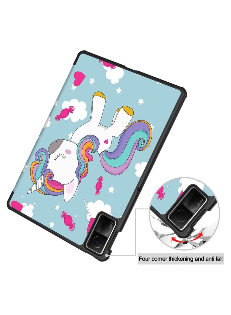 عام حافظة تابلت متوافقة مع حافظة شاومي ريدمي باد سي 11 بوصة 2023 حافظة ذكية ثلاثية الطي ، حافظة ظهر صلبة للكمبيوتر الشخصي حافظة رفيعة زوايا مشاهدة متعددة حامل مع حافظة وسادة نوم للاستيقاظ التلقائي - Image 4