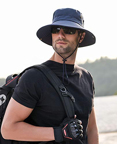 GUSTAVE Synthetic® Hat For Men - Adjustable, Wide Brim UV Protection Bucket Hat, Waterproof Fishing Hat, Foldable Bucket Style For Outdoor Activities, Fits 56-60cm Head Size, Blue - Image 3