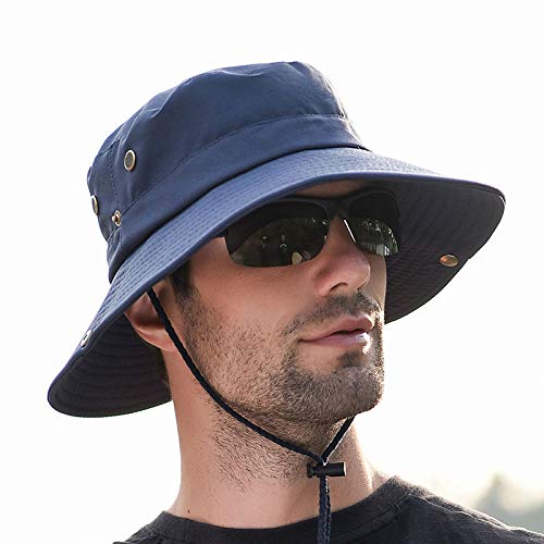 GUSTAVE Synthetic® Hat For Men - Adjustable, Wide Brim UV Protection Bucket Hat, Waterproof Fishing Hat, Foldable Bucket Style For Outdoor Activities, Fits 56-60cm Head Size, Blue - Image 2