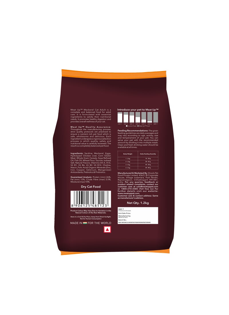 Meatup Dry Cat Food Real Mackerel (Buy 1 Get 1) 2 x 1.2 Kg - Image 2