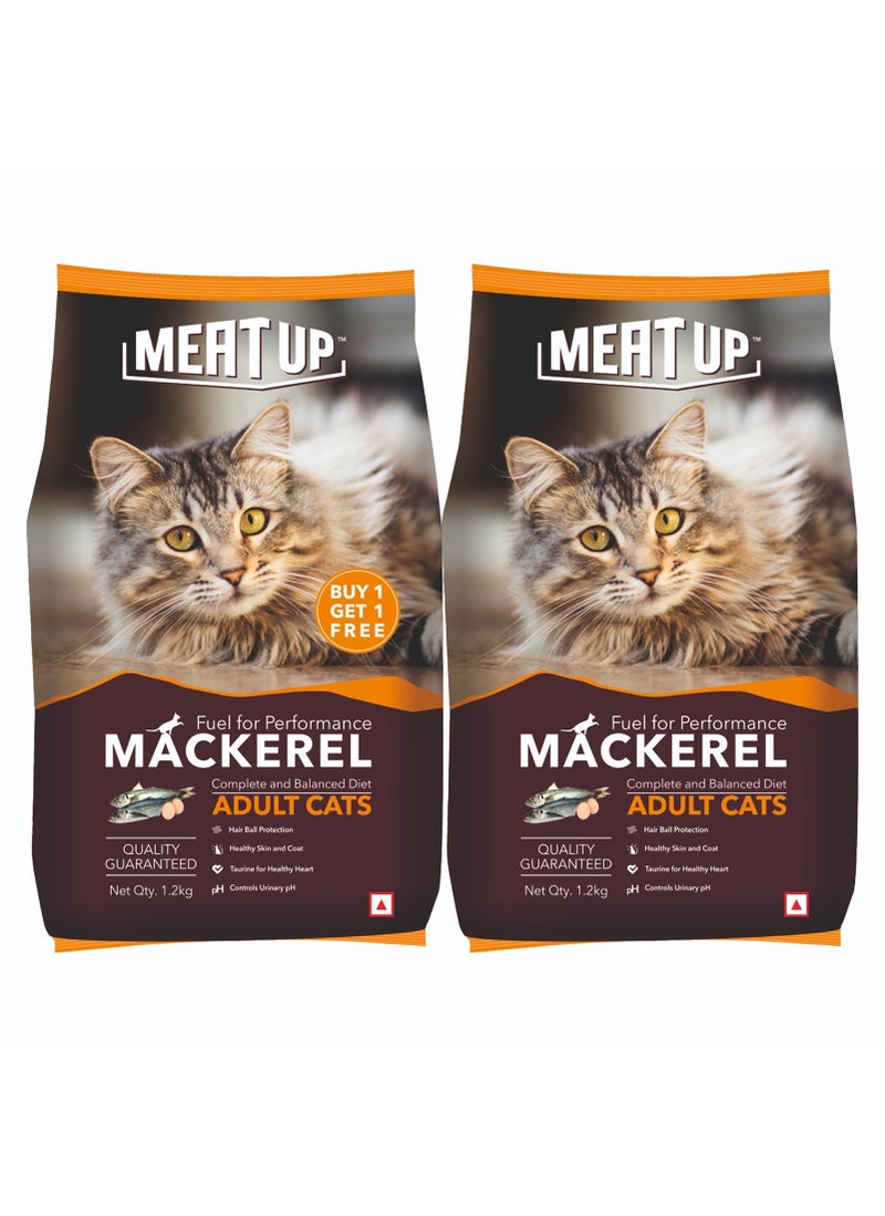 Meatup Dry Cat Food Real Mackerel (Buy 1 Get 1) 2 x 1.2 Kg - Image 1