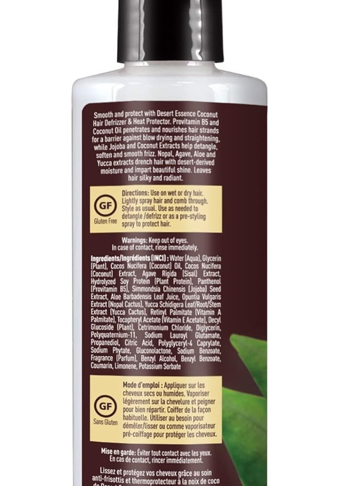 Desert Essence Coconut Hair Defrizzer & Heat Protector Spray 235 ml - Image 3