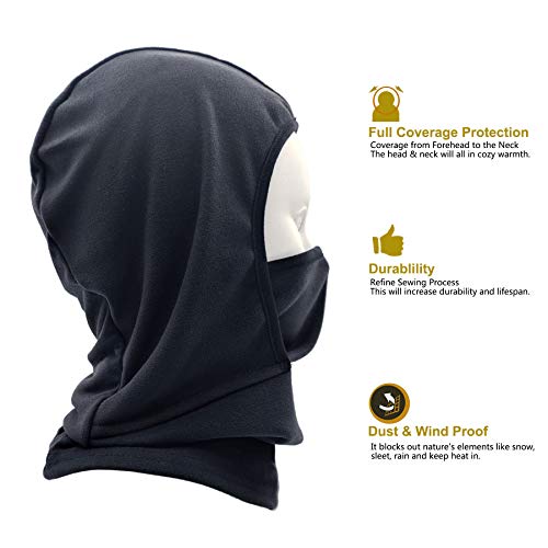 Yuhan Pretty Kids Balaclava Ski Mask Windproof Fleece Neck Warmer Gaiter Winter Face Warmer for Cold Weather Boys Girls (2pcs Black+Red) - Image 4