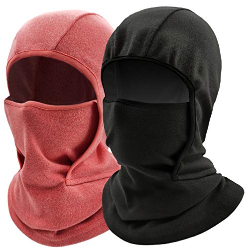 Yuhan Pretty Kids Balaclava Ski Mask Windproof Fleece Neck Warmer Gaiter Winter Face Warmer for Cold Weather Boys Girls (2pcs Black+Red) - Image 1