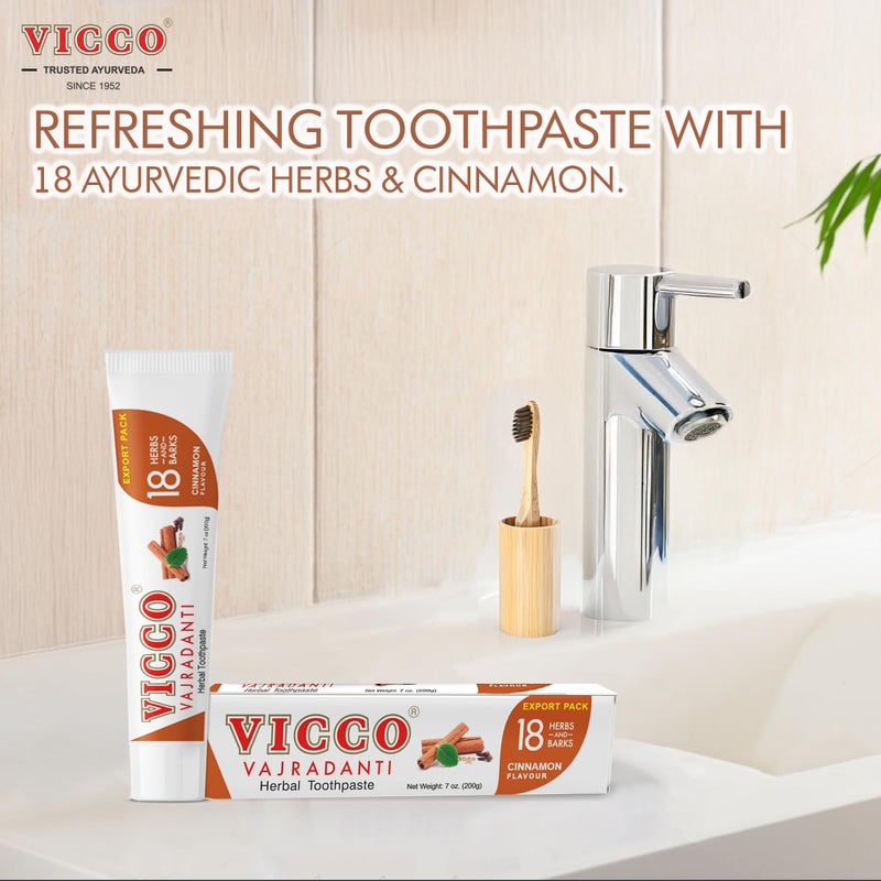 Vicco Vajradanti Ayurvedic Herbal Toothpaste by Vicco â€“ 70 Year Legacy of Ayurveda, Cinnamon Flavour, with 18 Ayurvedic Herbs & Barks, 100% Natural, Vegan, Fluoride-Free & Cruelty-Free â€“ 7 oz (3 Pack) - Image 3