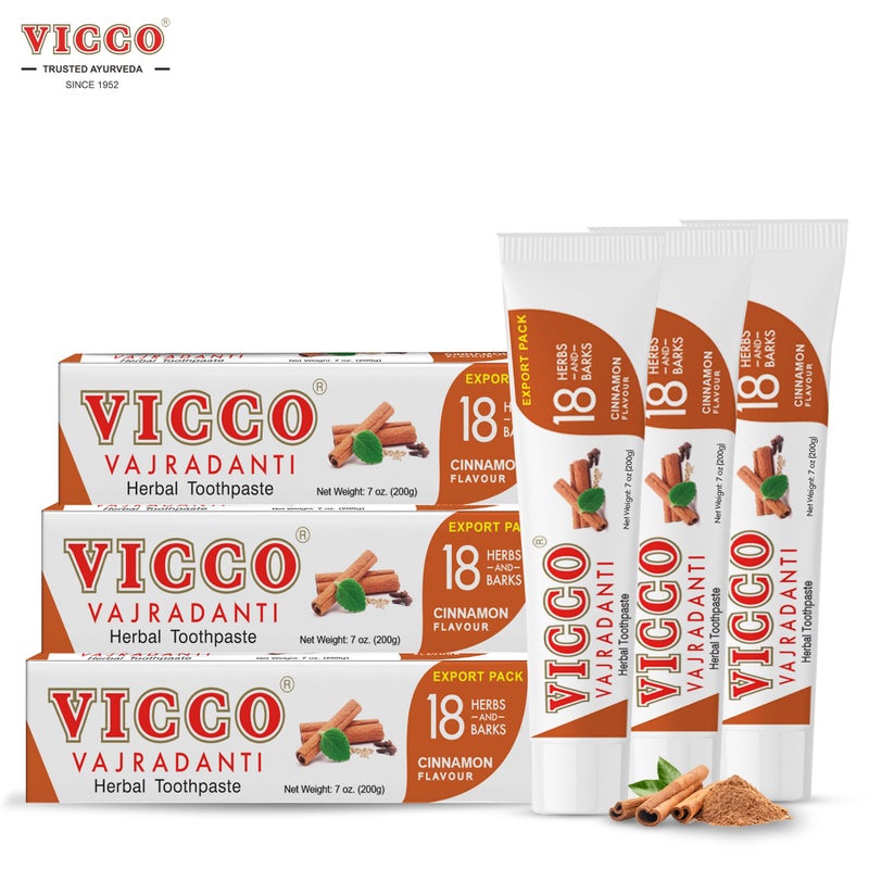 Vicco Vajradanti Ayurvedic Herbal Toothpaste by Vicco â€“ 70 Year Legacy of Ayurveda, Cinnamon Flavour, with 18 Ayurvedic Herbs & Barks, 100% Natural, Vegan, Fluoride-Free & Cruelty-Free â€“ 7 oz (3 Pack) - Image 2