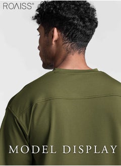 roaiss Men's Loose Fitting Breathable Sports Quick Drying T-Shirt Fashion Round Neck Running Fitness Short Sleeved Top Everyday Versatile Pullover  - Image 2
