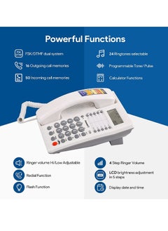 Generic Corded Telephone Landline with Caller ID Call Waiting Hands-Free Cable Telephone for Home Office Hotel  - Image 4