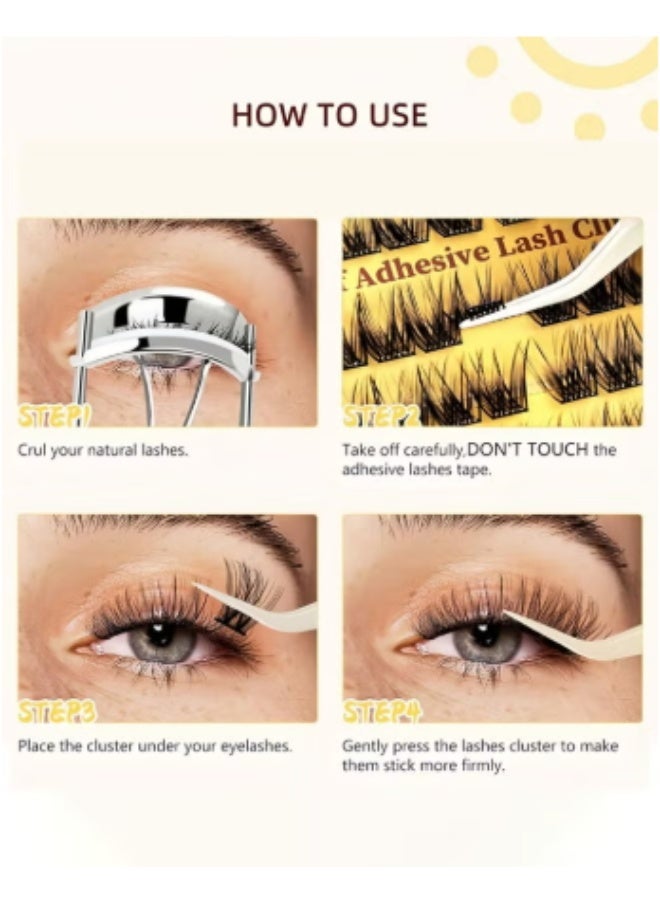 الرموش اللاصقة الذاتية مظهر طبيعي ، لا غراء مطلوب (رموش مغناطيسيه) الرموش العنقود مع الرموش العنقود الملمسة ، 48 جهاز كمبيوتر شخصي قابل لإعادة الاستخدام الرموش اللاصقة الذاتية للمبتدئين ، تمديدات الرموش DIY للاستخدام المنزلي - Image 5