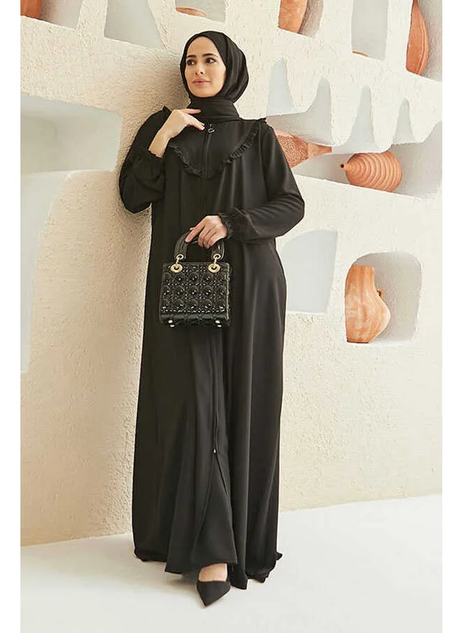 Neways 6619-FRILLED Abaya Black