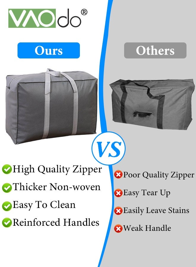 فاو دو حقيبة تخزين يدوية 6 قطع مع سحاب، مقاومة للماء، تخزين من مواد غير منسوجة من القماش غير المنسوج، حقيبة تخزين كبيرة السعة قابلة للطي لحزم النقل، لحمل البضائع المتنوعة في المنزل لحمل البضائع المتنوعة للتخزين رمادي 78*55*25 سم - Image 3