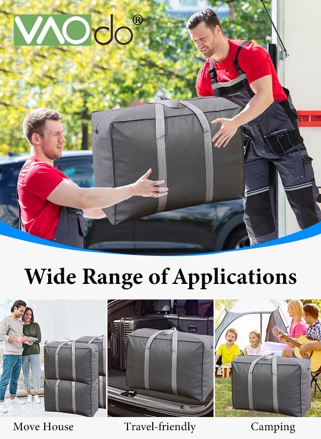 فاو دو حقيبة تخزين يدوية 6 قطع مع سحاب، مقاومة للماء، تخزين من مواد غير منسوجة من القماش غير المنسوج، حقيبة تخزين كبيرة السعة قابلة للطي لحزم النقل، لحمل البضائع المتنوعة في المنزل لحمل البضائع المتنوعة للتخزين رمادي 78*55*25 سم - Image 4