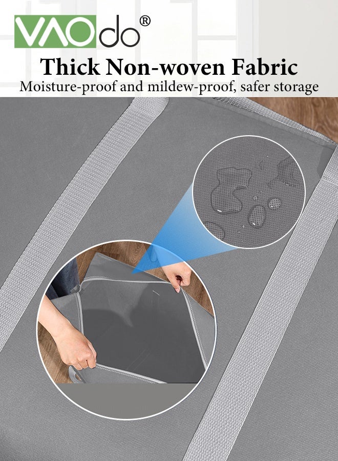 فاو دو حقيبة تخزين يدوية 6 قطع مع سحاب، مقاومة للماء، تخزين من مواد غير منسوجة من القماش غير المنسوج، حقيبة تخزين كبيرة السعة قابلة للطي لحزم النقل، لحمل البضائع المتنوعة في المنزل لحمل البضائع المتنوعة للتخزين رمادي 78*55*25 سم - Image 5