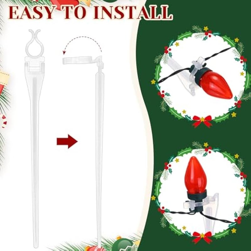 عربست Jetec  Light Stakes Universal Yard Lawn Holiday Light Stakes for C7 C9 String Lights, 7.5 inches Ground Stakes for  Outdoor Lights Holders on Yards, Driveways (Clear,120 Pieces) - Image 4