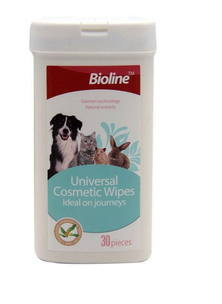 Bioline Universal Cosmetic Wet Wipes For Dogs and Cats 30PC