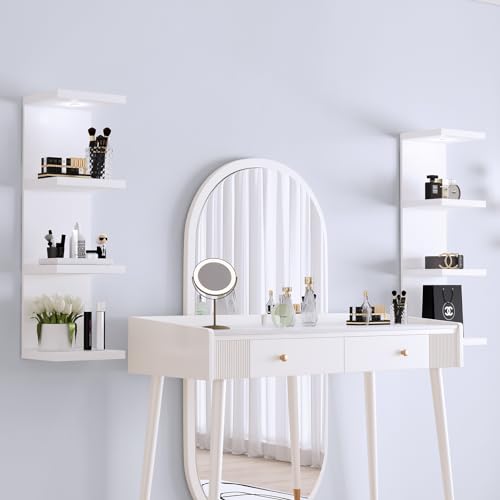 LitaEther Versatile 4 Tier Wall Shelf Unit,White Lack Wall Shelf,Display Floating Shelf with LED Remote Control Light - Image 2