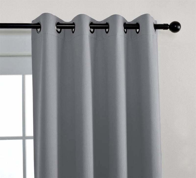 MIUCO Blackout Curtains Room Darkening Curtains Textured Grommet Window Curtains for Bedroom 2 Panels 52x63 Inch Long Silver - Image 2