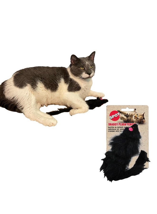 SPOT Ethical Shaggy Plush Ferret with Rattle and Catnip Cat Toy - Image 1