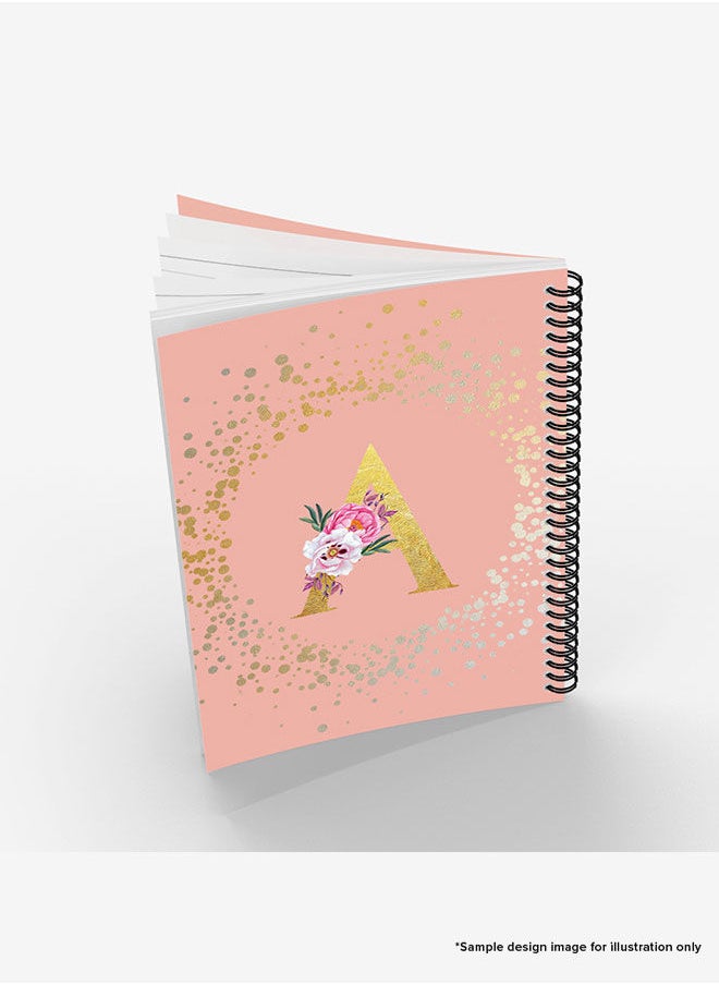 Stylizedd - Designer A5 Spiral Notebook Memo Notepad Journal - Custom Monogram Initial Letter Floral Pattern Alphabet - G - Rose Pink - Image 1