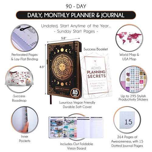 Freedom Mastery Adhd Daily Planner - A Self Care Personal Gratitude Journal to Increase Productivity and Success in Life & Work, Weekly & Monthly Undated Planner for Women and Men, Vision Board & Organizer + Stickers - Image 2