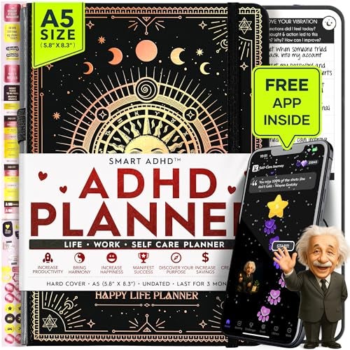 Freedom Mastery Adhd Daily Planner - A Self Care Personal Gratitude Journal to Increase Productivity and Success in Life & Work, Weekly & Monthly Undated Planner for Women and Men, Vision Board & Organizer + Stickers - Image 1
