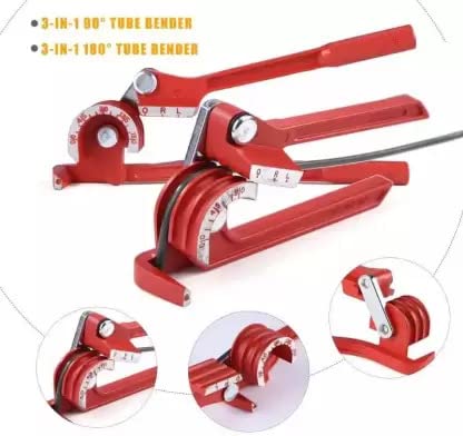 Helmik 180 degree Aluminum 3 in 1 Heavy Duty Manual Pipe Tube Bending Tool Pipe Tube bender Manual Elbow Tool Manual Elbow Tool Pipe Cutter Size 14 6mm 516 8mm and 38 10mm - Image 3