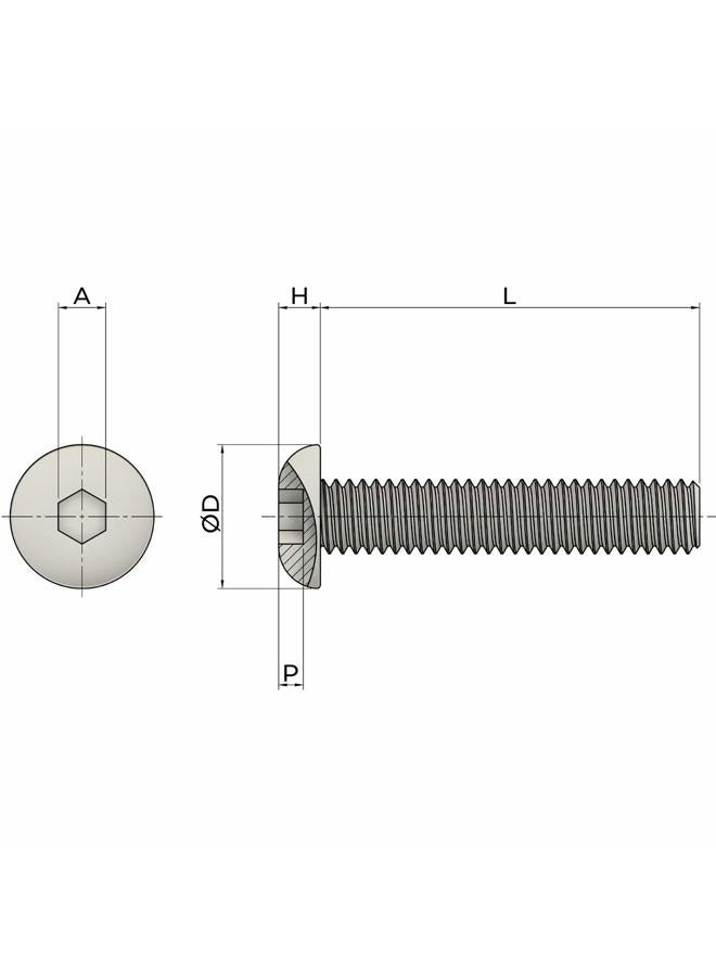 Fullerkreg Button Head Hex Drive Screw Passivated 18-8 Stainless Steel, M6 x 1.0 mm Thread M6 x 12mm - Image 5