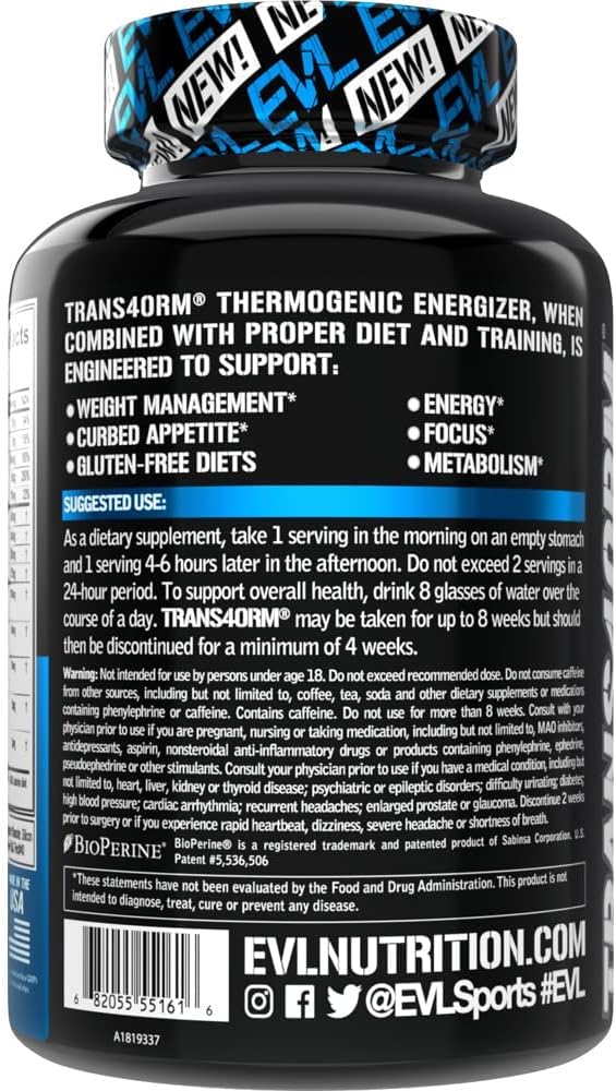 Evlution EVL Thermogenic Fat Burner Support  Fast Acting Weight Loss Energy and Appetite Support  Trans4orm Green Tea Supplement for Men and Women  60 Servings - Image 5