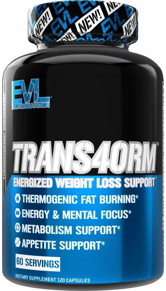 Evlution EVL Thermogenic Fat Burner Support  Fast Acting Weight Loss Energy and Appetite Support  Trans4orm Green Tea Supplement for Men and Women  60 Servings - Image 1