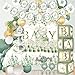 OUNIY Sage Green 172pcs Gender Neutral Baby Shower Decorations Boho Greenery Party Supplies with Oh Baby Backdrop Tablecloth Balloons BABY Box Welcome Banner - Image 3
