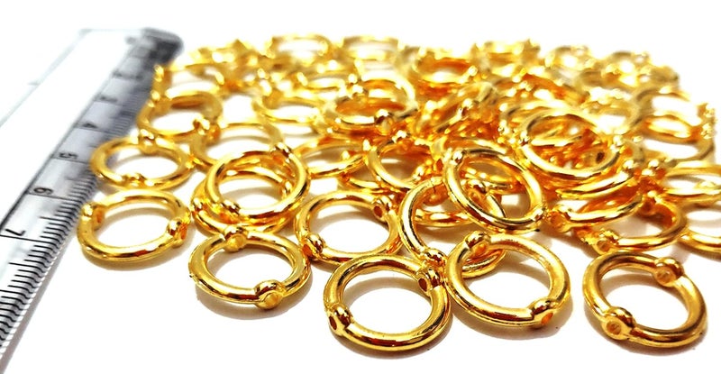 Get-Set-Go! Golden Color Plastic Beads Ring with Hole (200 Pcs) for Jewellery Making, Arts and Crafts Work, Necklace, Bracelet Earring DIY Kit (Orbit Rings)  - Image 1
