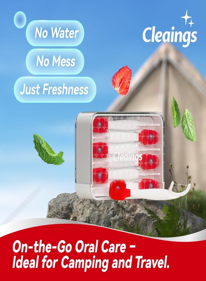 cleaings فرش أسنان صغيرة من كلينجز® - فرش أسنان للاستخدام مرة واحدة مع معجون أسنان وخيط تنظيف الأسنان، مثالية للعمل أو السفر، 16 قطعة - بنكهة النعناع (عبوة واحدة) - Image 5