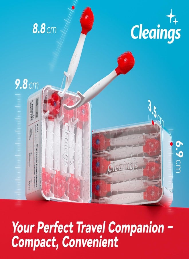 cleaings فرش أسنان صغيرة من كلينجز® - فرش أسنان للاستخدام مرة واحدة مع معجون أسنان وخيط تنظيف الأسنان، مثالية للعمل أو السفر، 16 قطعة - بنكهة النعناع (عبوة واحدة) - Image 3
