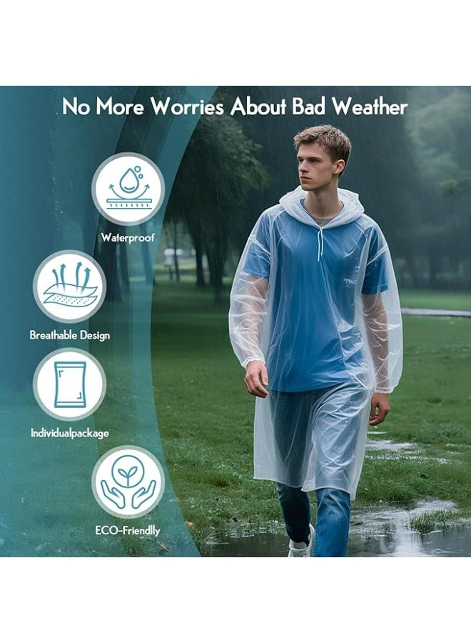 يالونج ٧ قطع من معاطف المطر الشفافة للبالغين، للجنسين، مصنوعة من مادة البولي فينيل كلوريد للاستخدام مرة واحدة، قابلة للحمل والضغط، مزودة بجيب، مع غطاء رأس، ملفوفة بشكل فردي، مناسبة للتخييم والسفر في الهواء الطلق - متعددة الألوان. - Image 4