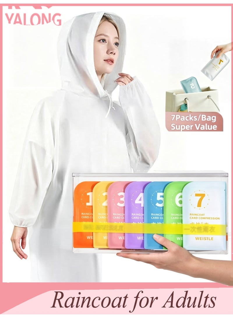 YALONG 7 Pack Raincoat For Men and Women Portable PVC Rain Coats Rain Poncho with Hood and Sleeves For Cycling Travelling Fishing Hiking Camping - Image 1