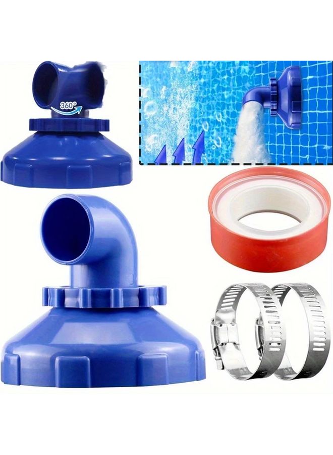 Blue 360 Degree Rotating Pool Inlet Nozzle 4Pcs Set For 32Mm And 38Mm Pipes Ventilation Accessory - Image 2