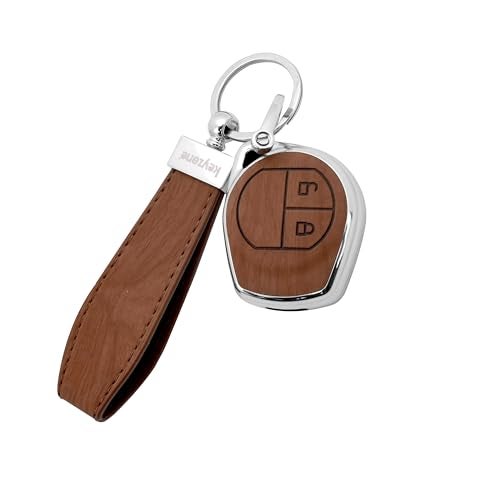keyzone Woodgrain TPU Key Cover & Keychain for Suzuki Fronx, Jimny, Swift, Dzire, XL6, Ignis, Grand Vitara, Brezza, WagonR, Vitara Brezza, Ertiga, Ciaz, Scross, Baleno 2B Remote Key (Walnut Brown) - Image 1