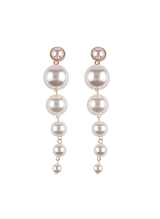 Shining Diva Fashion Women'S Stylish Long Gold Plated Drop Earrings White; 9900Er  - Image 1