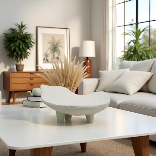 Braxio White Decorative Bowl with Sand Finish - Key Holder Bowl for Entryway Table, Modern Fruit Bowl for Kitchen Counter, Centerpiece Catch-All Bowl 10.5 x 10 x 5.5 Inch - Image 2