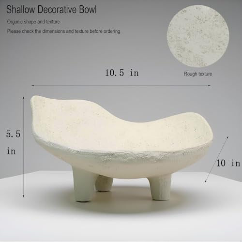 Braxio White Decorative Bowl with Sand Finish - Key Holder Bowl for Entryway Table, Modern Fruit Bowl for Kitchen Counter, Centerpiece Catch-All Bowl 10.5 x 10 x 5.5 Inch - Image 4