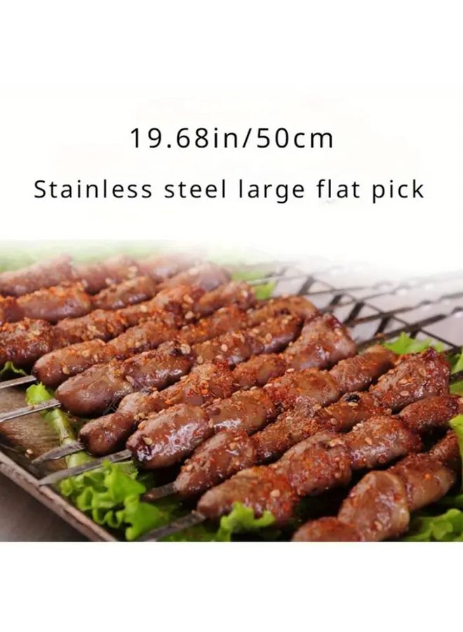 Thickened Stainless Steel BBQ Skewers 23 62inch Flat For Camping - Image 2