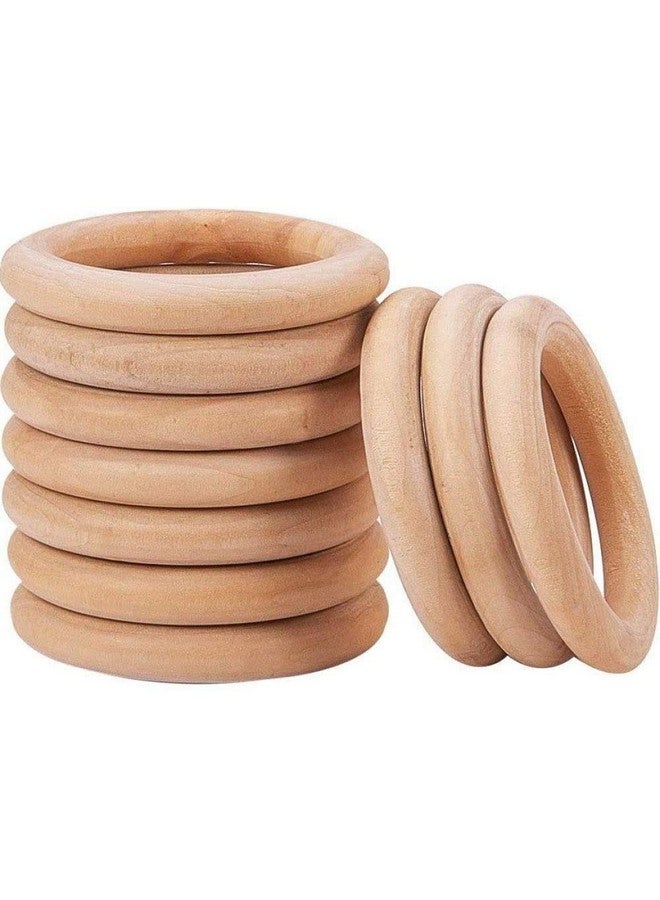 ecofynd Wooden Rings (70mm), Pack of 10 | Natural Wood Rings Without Paint Smooth Unfinished Wood Circles for Cotton Craft DIY Baby Teething Ring Pendant Connectors Making (70mm) (3 x 0.4 inches) - Image 1