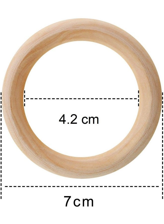 ecofynd Wooden Rings (70mm), Pack of 10 | Natural Wood Rings Without Paint Smooth Unfinished Wood Circles for Cotton Craft DIY Baby Teething Ring Pendant Connectors Making (70mm) (3 x 0.4 inches) - Image 2